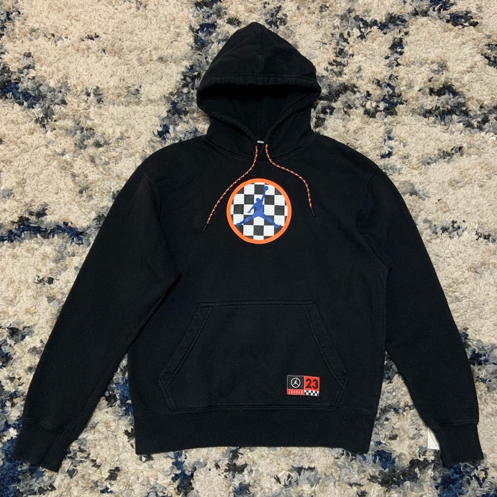 Men’s Medium Jordan Fleece Graphic Print Hooded Pullover Black